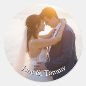 Elegante aangepaste ronde bruiloft uitnodiging ronde sticker (Voorkant)