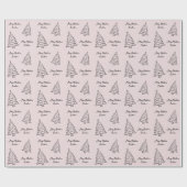 Elegante aangepaste roze kerstboomverpakking cadeaupapier (Vlak)