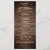 Elegante aangepaste rustieke esdoorn blad bruiloft programmakaart (Achterkant)