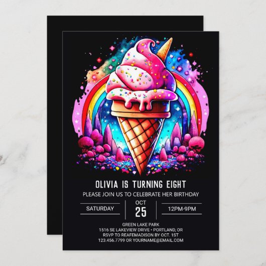 Elegante aangepaste scoop ijs verjaardag kaart (Voorkant / Achterkant)