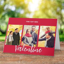 Elegante Aangepaste Tekst 3 Foto's Galerij Valenti Feestdagen Kaart