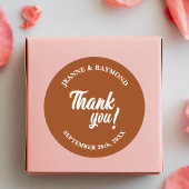 Elegante aangepaste terracotta dank u bruiloft gun ronde sticker