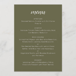 Elegante Aangepaste Trouwmenu Sjabloon Olijfmossen Menu