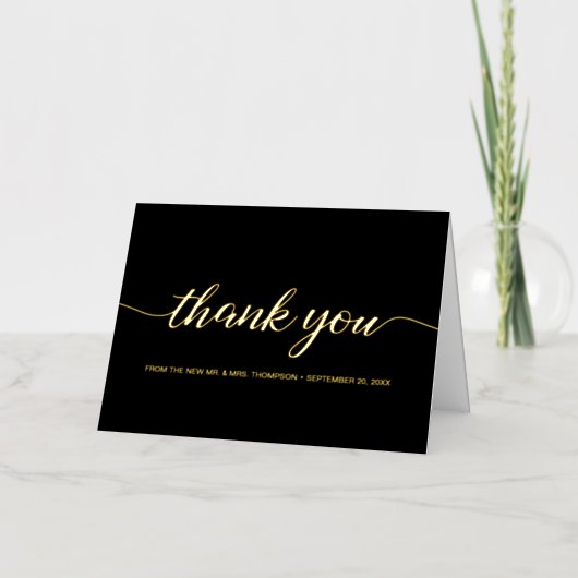 Elegante aangepaste trouwofoto-script bedankt folie wenskaart (Voorkant)