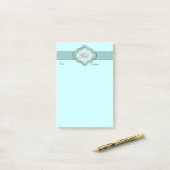 Elegante aangepaste turquoise banner Post it Notes (Op bureau)