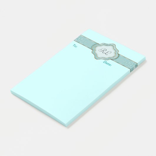 Elegante aangepaste turquoise banner Post it Notes (Schuin)