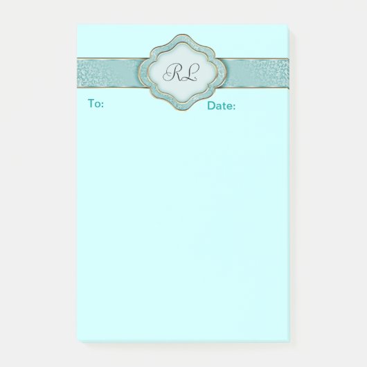 Elegante aangepaste turquoise banner Post it Notes (Voorkant)