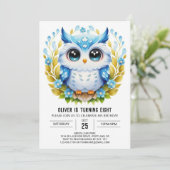 Elegante aangepaste uil verjaardag kaart (Staand voorkant)