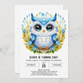 Elegante aangepaste uil verjaardag kaart (Voorkant / Achterkant)