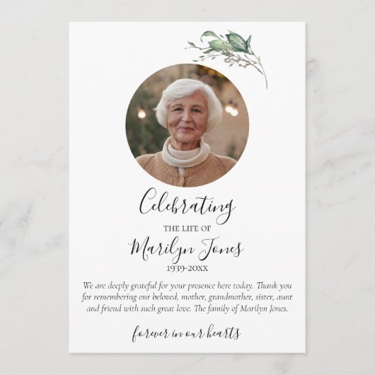 Elegante aangepaste viering van het leven platte p programmakaart (Voorkant)