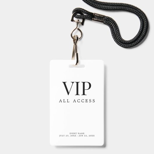 Elegante aangepaste VIP All Access Pass evenemente Badge (Voorzijde met lanyard)