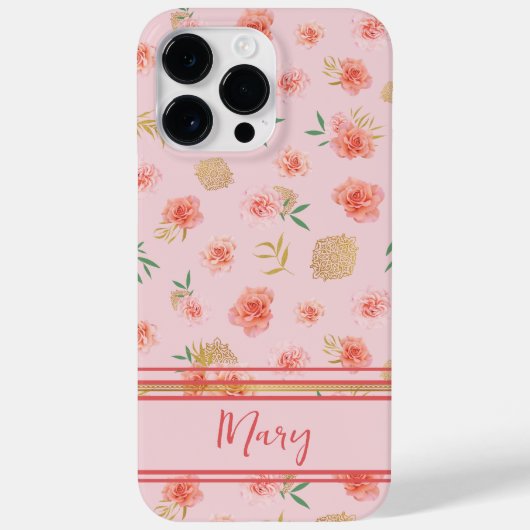 Elegante aangepaste vrouwelijke roze bloesems met  Case-Mate iPhone case (Achterkant)