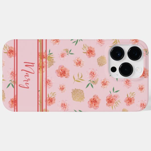 Elegante aangepaste vrouwelijke roze bloesems met Case-Mate iPhone case (Achterkant (horizontaal))
