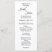 Elegante aangepaste witte zwarte trouwprogramma's programmakaart (Voorkant)