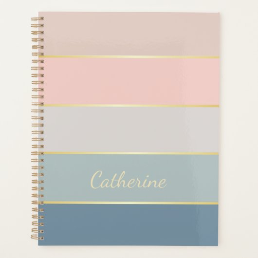 Elegante aangepaste zomerkleuren Kleurenblok Strep Planner (Voorkant)