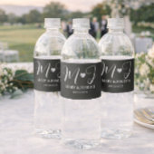 Elegante aangepaste zwarte bruiloft water fles lab waterfles etiket