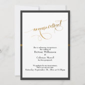 Elegante aankondiging donkergrijs & gouden streep (Voorkant)
