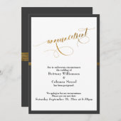 Elegante aankondiging donkergrijs & gouden streep (Voorkant / Achterkant)