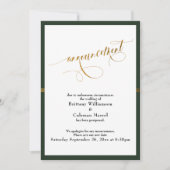 Elegante aankondiging groen & goud gestreepte kaar (Voorkant)