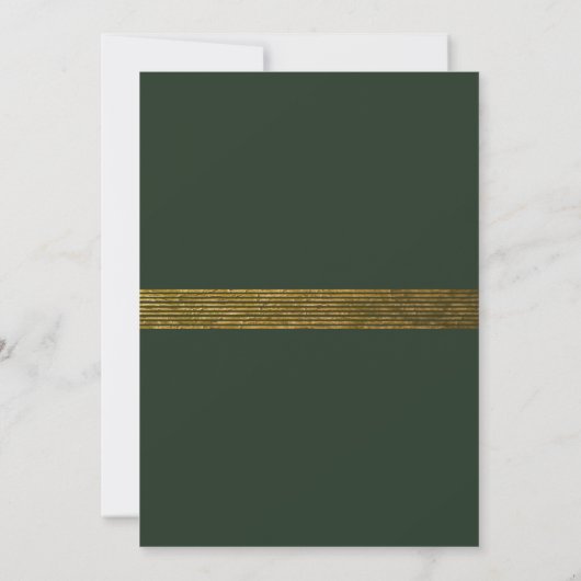 Elegante aankondiging groen & goud gestreepte kaar (Achterkant)