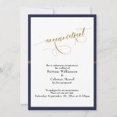 Elegante aankondiging Navy & Gold Stripe Kaart (Voorkant)