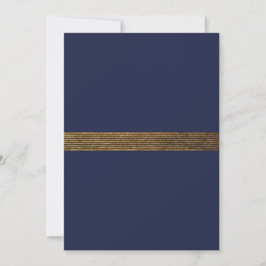 Elegante aankondiging Navy & Gold Stripe Kaart (Achterkant)