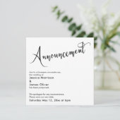 Elegante "Aankondiging" Uitgestelde Trouwkaart Kaart (Staand voorkant)