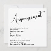 Elegante "Aankondiging" Uitgestelde Trouwkaart Kaart (Voorkant)