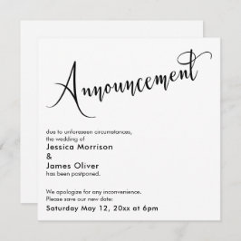 Elegante "Aankondiging" Uitgestelde Trouwkaart Kaart