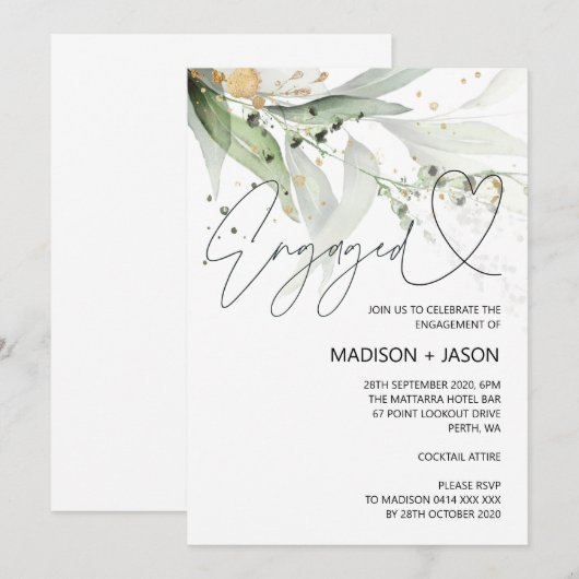 Elegante aankondiging van Eucalyptus Engagement Pa (Voorkant / Achterkant)