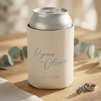 Elegante aanpasbare beige teal bruiloft blikjeskoeler