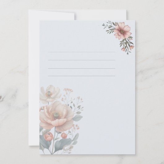 Elegante Aanpasbare Bloemen Bruiloftsmenu Kaart (Achterkant)