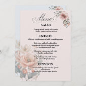 Elegante Aanpasbare Bloemen Bruiloftsmenu Kaart (Voorkant / Achterkant)