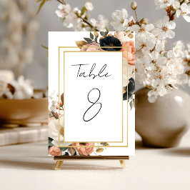 Elegante Aanpasbare Bloemige Tafel Nummerkaarten Kaart