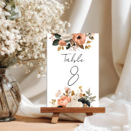Elegante aanpasbare bloemstuk tafelnummerkaarten kaart