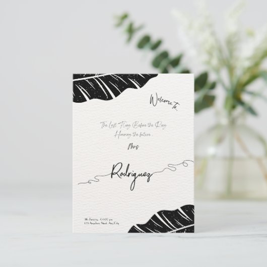 Elegante & aanpasbare bruidsuitnodiging postkaart uitnodiging briefkaart (Staand voorkant)