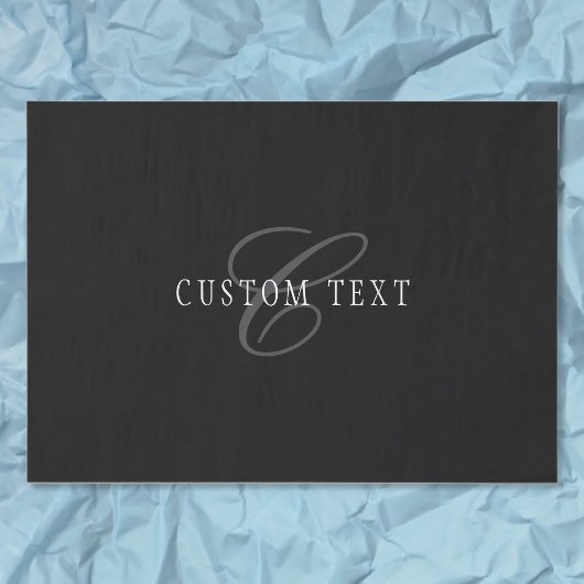 Elegante Aanpasbare Monogram | Zwart Grijs Wit Tissuepapier