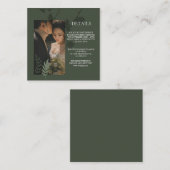 Elegante aanpasbare olijfgroene trouw informatiekaartje (Voorkant / Achterkant)