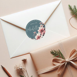 Elegante aanpasbare pastelbloemen  ronde sticker