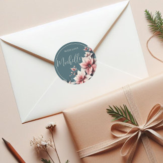 Elegante aanpasbare pastelbloemen  ronde sticker