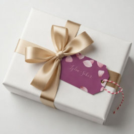 Elegante aanpasbare roze bloemblad cadeaubijlage cadeaulabel