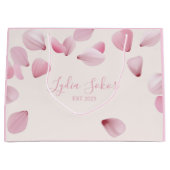Elegante aanpasbare roze bloemblad-cadeautas groot cadeauzakje (Voorkant)