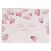 Elegante aanpasbare roze bloemblad-cadeautas groot cadeauzakje (Achterkant)