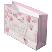 Elegante aanpasbare roze bloemblad-cadeautas groot cadeauzakje (Voorkant Gekanteld)