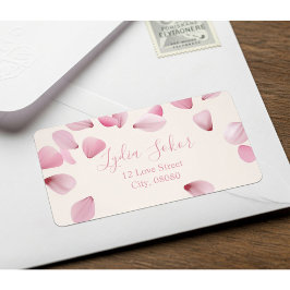 Elegante aanpasbare roze bloemblad retouradreslabe etiket