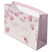 Elegante aanpasbare roze bloembladcadeautas groot cadeauzakje (Achterkant Gekanteld)