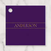 Elegante Aanpasbare Tekst | Goud & Diep Paars Bedankjes Labels (Voorkant)