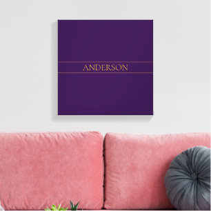 Elegante Aanpasbare Tekst Goud & Diep Paars Canvas Afdruk