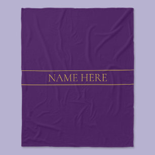 Elegante Aanpasbare Tekst Goud & Diep Paars Fleece Deken