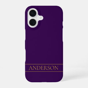 Elegante Aanpasbare Tekst Goud & Diep Paars iPhone 16 Hoesje